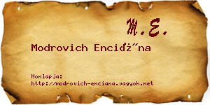 Modrovich Enciána névjegykártya